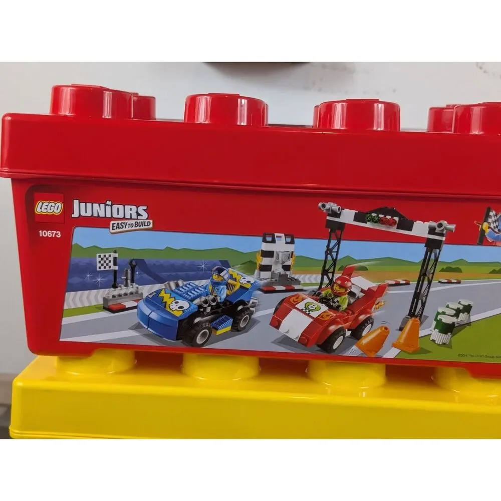 Y2K Lego Storage Containers Red/Yellow 14x6x6 Bundle of 2
